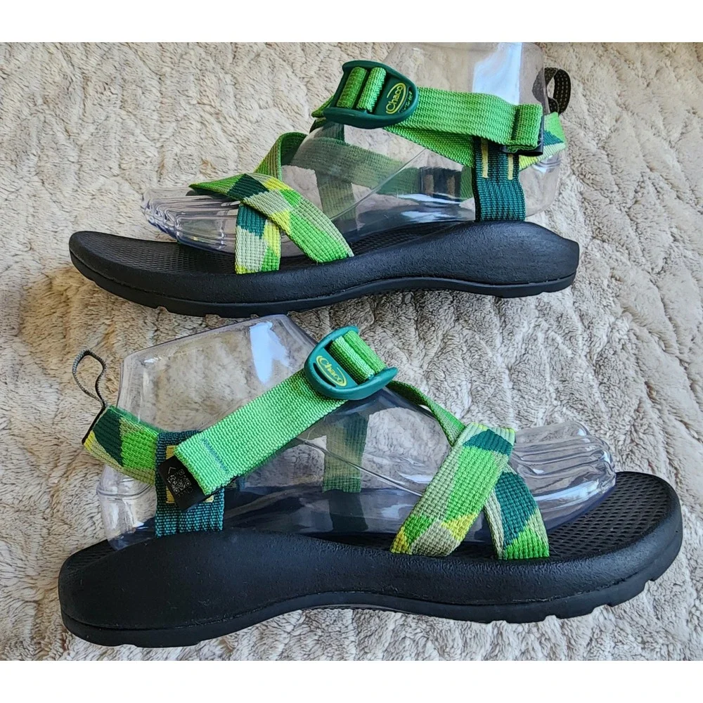 Chaco Kids Z1 Ecotread Green Geometric Strappy Sandals Size 6 JCH180394Z